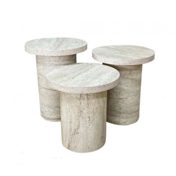 TRAVERTEN SİLİNDİR MANTAR SEHPA